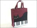 【新入荷】猫＆ピアノ手提げ　レッスンバッグ(2色有)