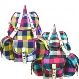 【新入荷】熊チャーム付チェック柄リュック(2色有)