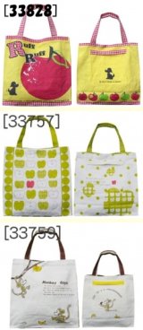 【新入荷】大きなりんごプリントのトート＆りんごのイラストが可愛いトート＆かわいいお猿さんプリントトート