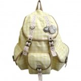 【新入荷】くるみボタン付チェック柄３ポケットリュックサック