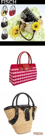 【新入荷】ＦＩＳＣＨ高品質ラタンバッグ＆ＦＩＳＣＨボーダーラタンバッグ＆ＦＩＳＣＨクロコ型押し＆トウモロコシ葉カゴバッグ