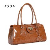 【新入荷】クロコ型押しエナメルハンドバッグ