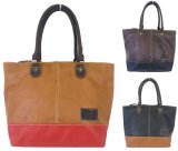 【新入荷】バイカラー合皮トートバッグ