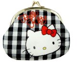 人気キャラクターのハローキティがプリントされたキュートなチェック柄がま口小銭入れが入荷しました！