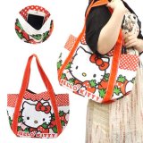 ハローキティがプリントされた苺いっぱいのかわいいバルーントートバッグが入荷しました！