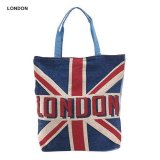 ゴブラン織りとユーズドデニムジーンズを使ったオシャレなユニオンジャック柄トートバッグが入荷しました！