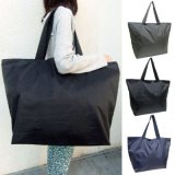 【再入荷】大容量リップストップポリエステル無地ビッグトートバッグ（黒＆紺）