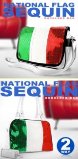 【新入荷】イタリア国旗柄スパンコールショルダー＆ミニボストンバッグ