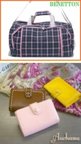 【再入荷】BENETTON/ベネトンチェック柄ボストン＆ハンドステッチ牛革二つ折り財布