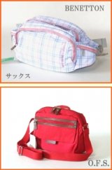 【新入荷】BENETTON/ベネトンチェック柄ヒップバッグ＆真っ赤なナイロンショルダー