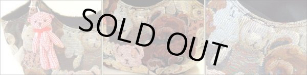 画像3: 小熊マスコット付き熊柄ゴブラン手提げバッグ(2色有) (3)