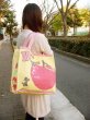 画像4: 【sale】大きなりんごと小犬プリントのおしゃれでかわいいレディースキャンバストートバッグ【メール便ok】 (4)