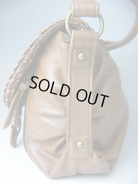 画像3: 【特売】小花裏地合皮かぶせショルダーバッグ（３色有） (3)