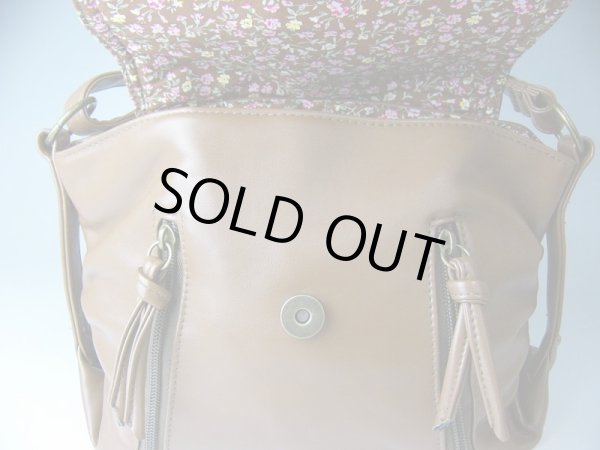 画像4: 【特売】小花裏地合皮かぶせショルダーバッグ（３色有） (4)