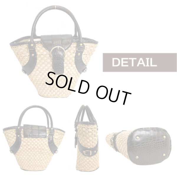 画像2: 【訳あり】ＦＩＳＣＨクロコ型押し＆トウモロコシ葉カゴバッグ (2)