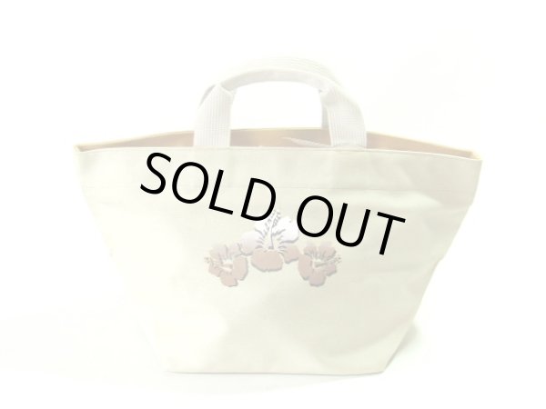 画像4: 【訳あり】ハイビスカスプリント帆布手提げバッグ(３色有) (4)