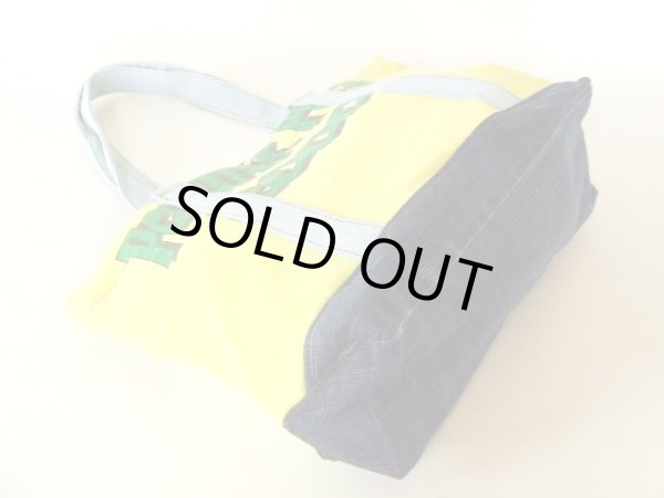 画像3: 【1点物】Ｔシャツ＆ジーンズリメークトートバッグ黄 (3)