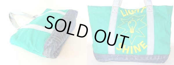 画像2: 【1点物】Ｔシャツ＆ジーンズリメークトートバッグ緑 (2)