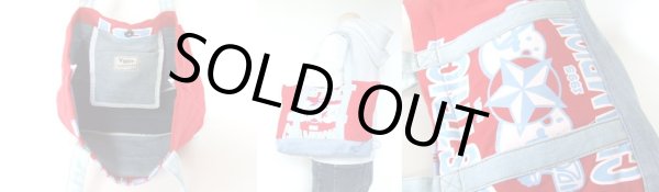 画像3: 【特売】Ｔシャツ＆ジーンズリメークトートバッグ赤 (3)