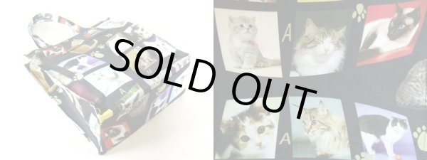画像3: 沢山の可愛い子猫プリント手提げバッグ（２色有） (3)