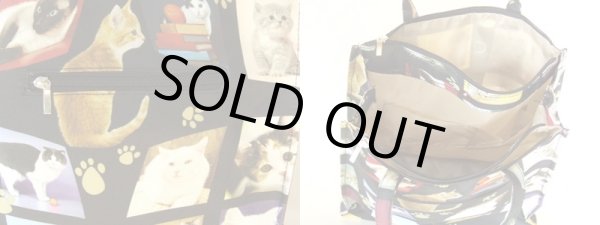 画像2: 沢山の可愛い子猫プリント手提げバッグ（２色有） (2)