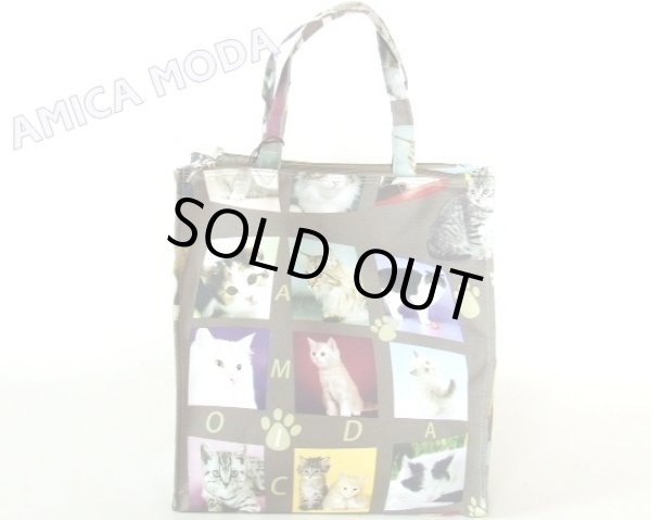 画像4: 沢山の可愛い子猫プリント手提げバッグ（２色有） (4)