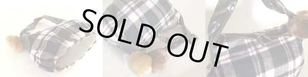 画像2: 【sale】ポンポン付チェック柄2WAY手提げバッグ（３色有） (2)