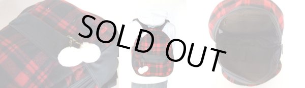 画像3: 【sale】ポンポン付ベロアチェック柄ディパック（２色有） (3)