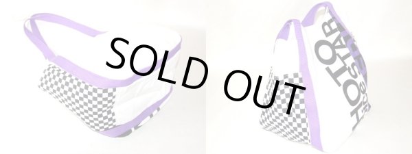 画像2: ポップなチェッカー柄帆布バルーントートバッグ (2)