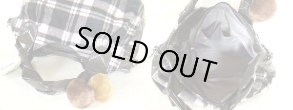 画像3: 【特売】ポンポン付チェック柄手提げバッグ (3)