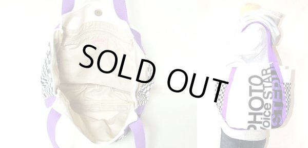 画像3: ポップなチェッカー柄帆布バルーントートバッグ (3)