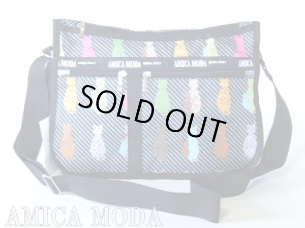 画像4: 【メール便ok】拡幅機能カラフルな猫柄ショルダーバッグ（２色有） (4)