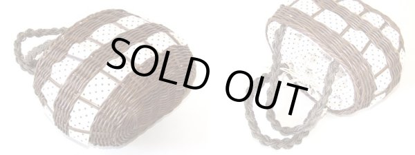 画像2: 【特売】ラタン水玉柄カゴ手提げバッグ（４色有） (2)