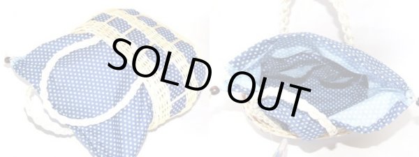 画像3: 【特売】ラタン水玉柄カゴ手提げバッグ（４色有） (3)