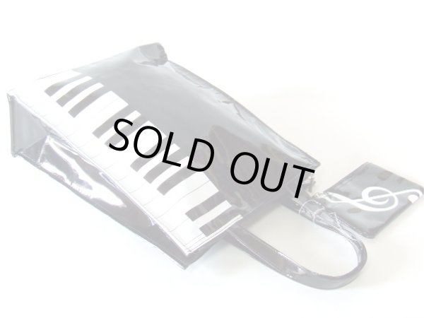 画像3: 音符ポーチ付きピアノ鍵盤エナメル手提げバッグ (3)