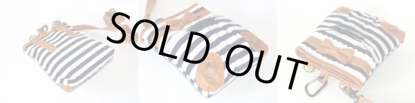 画像2: 【特売】【メール便ok】リボン付ボーダー柄3wayシザーバッグ (2)