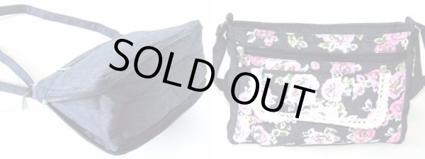 画像2: 【メール便ok】拡幅バラ柄デニムショルダーバッグ（２色有） (2)