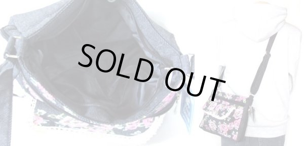 画像3: 【メール便ok】拡幅バラ柄デニムショルダーバッグ（２色有） (3)