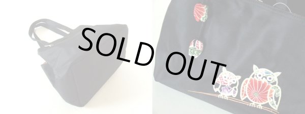 画像4: 和柄ふくろう刺繍入り手提げバッグ【メール便ok】 (4)