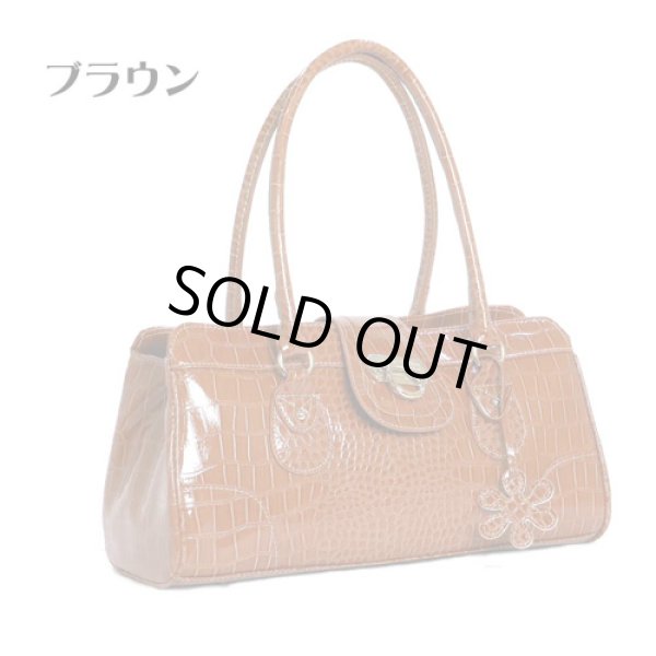 画像3: クロコ型押しエナメルハンドバッグ（３色有） (3)