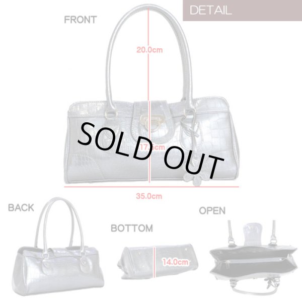 画像4: クロコ型押しエナメルハンドバッグ（３色有） (4)