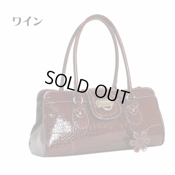 画像2: クロコ型押しエナメルハンドバッグ（３色有） (2)