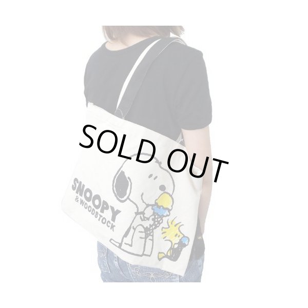 画像2: 【メール便ok】SNOOPYスヌーピーキャンバストートバッグ (2)