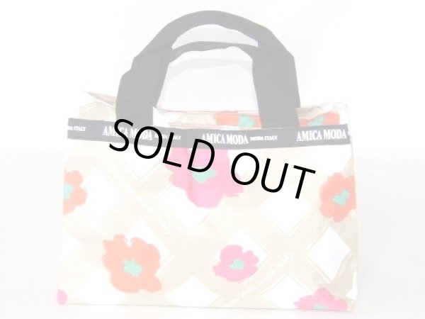 画像5: フラワーチェック手提げバッグ（２色有）【メール便ok】 (5)