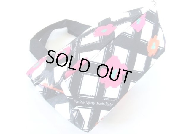 画像2: フラワーチェック手提げバッグ（２色有）【メール便ok】 (2)