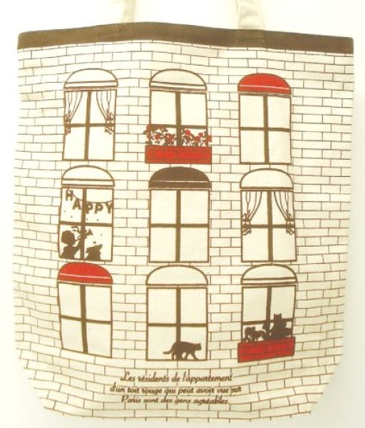 画像4: ＜値下げ＞グラフィックトートバッグ／アパート（２色有） (4)