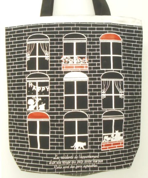 画像3: ＜値下げ＞グラフィックトートバッグ／アパート（２色有） (3)