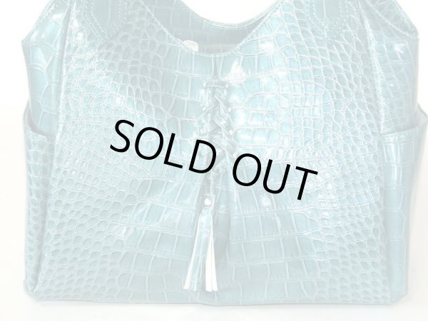 画像3: クロコ型押し高級ハンドバッグ (3)