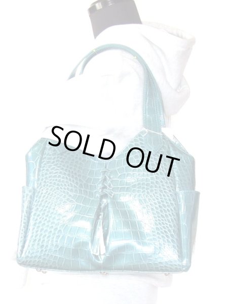 画像5: クロコ型押し高級ハンドバッグ (5)