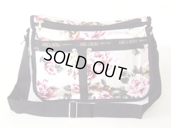 画像2: 【メール便ok】拡幅機能ローズ柄ショルダーバッグ（２色有） (2)